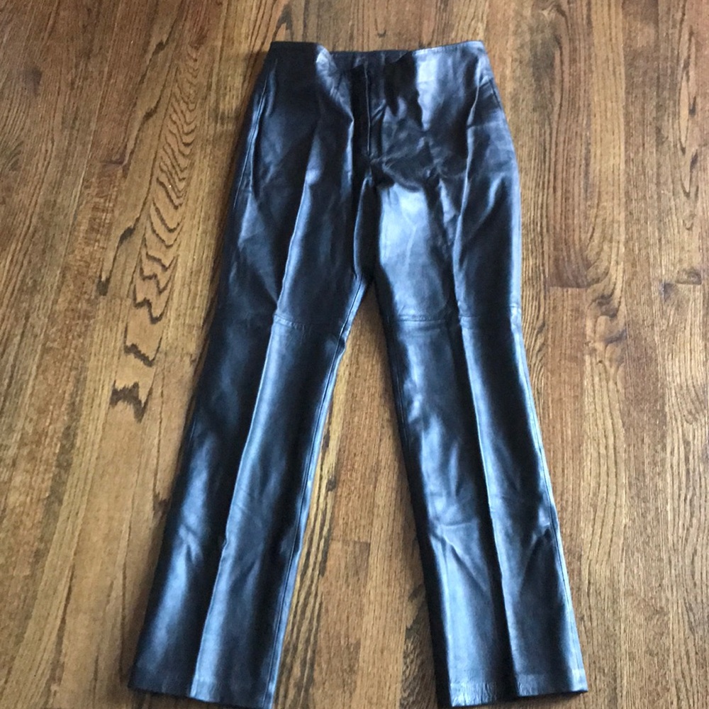 Black soft leather pants
